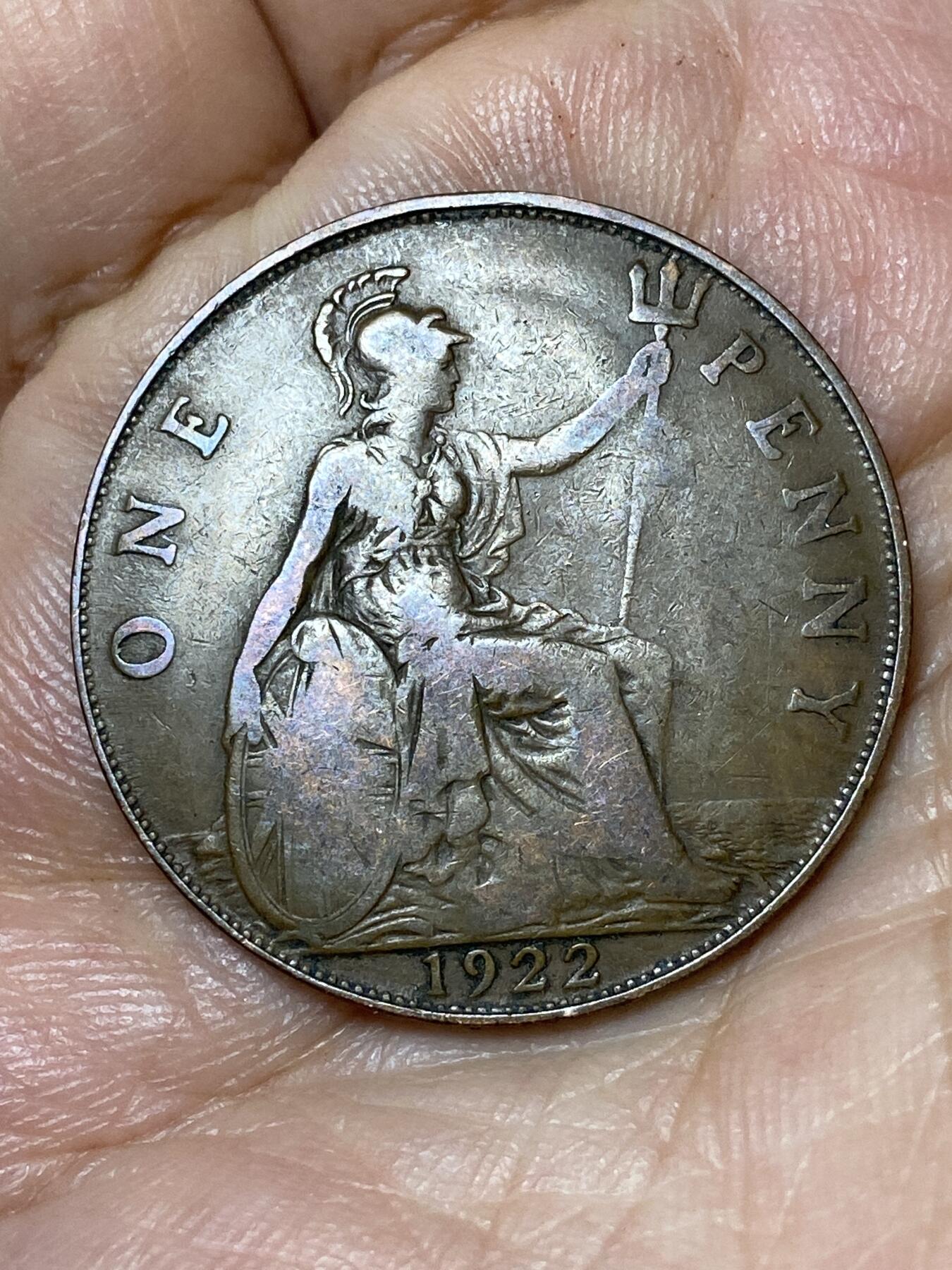 2026年第三十场(总第一百九十九场）英国一线回流散币特拍第二场(免佣金) 英国🇬🇧1922年1便士(乔治五世第一版)