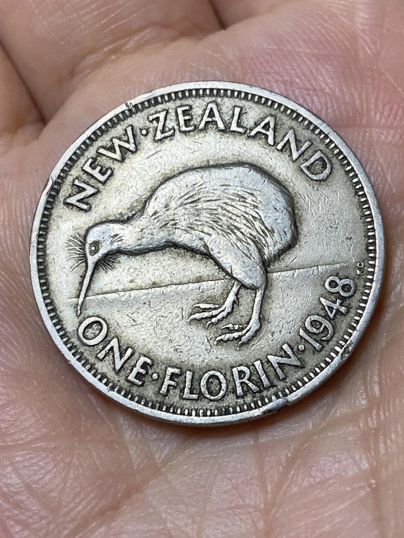 2026年第三十场(总第一百九十九场）英国一线回流散币特拍第二场(免佣金) 新西兰🇳🇿1948年1弗洛林(乔治六世第三版首发年)