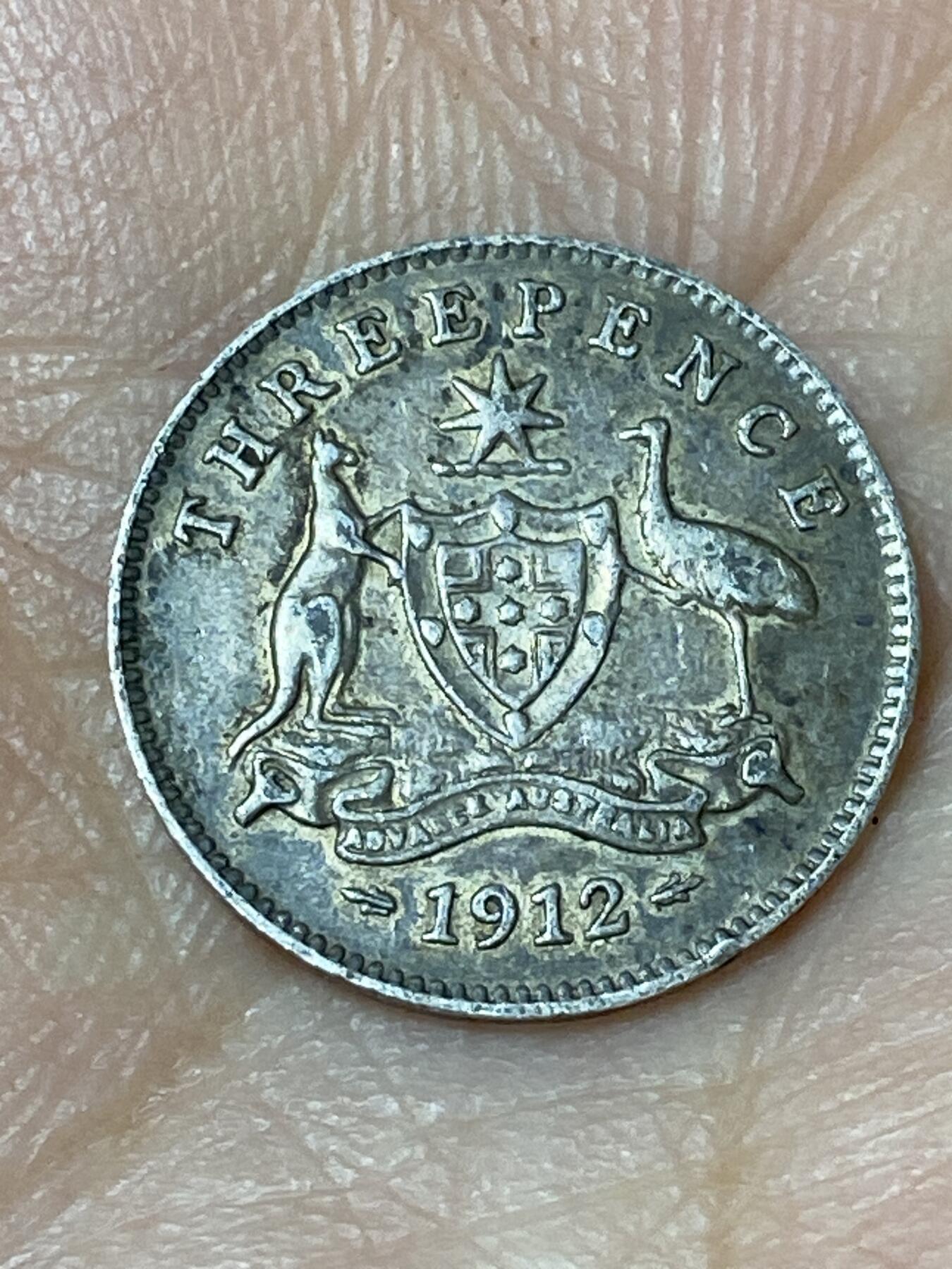 2026年第三十场(总第一百九十九场）英国一线回流散币特拍第二场(免佣金) 澳大利亚🇦🇺1912年3便士银币(乔治五世时期，925高银)