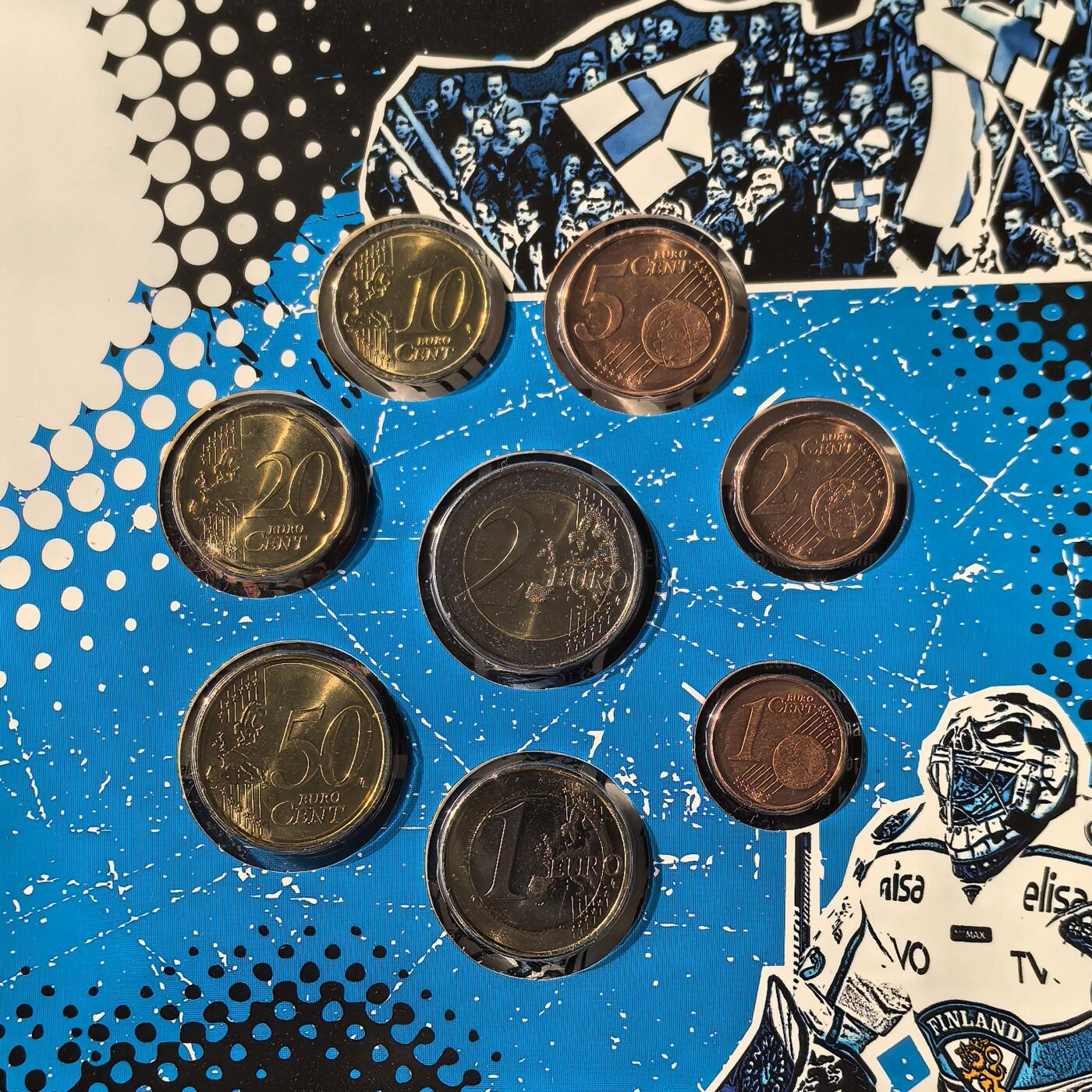 道一币馆币章第一百六十六场 原包装 芬兰2011年欧元套币8枚-冰球竞标赛纪念版