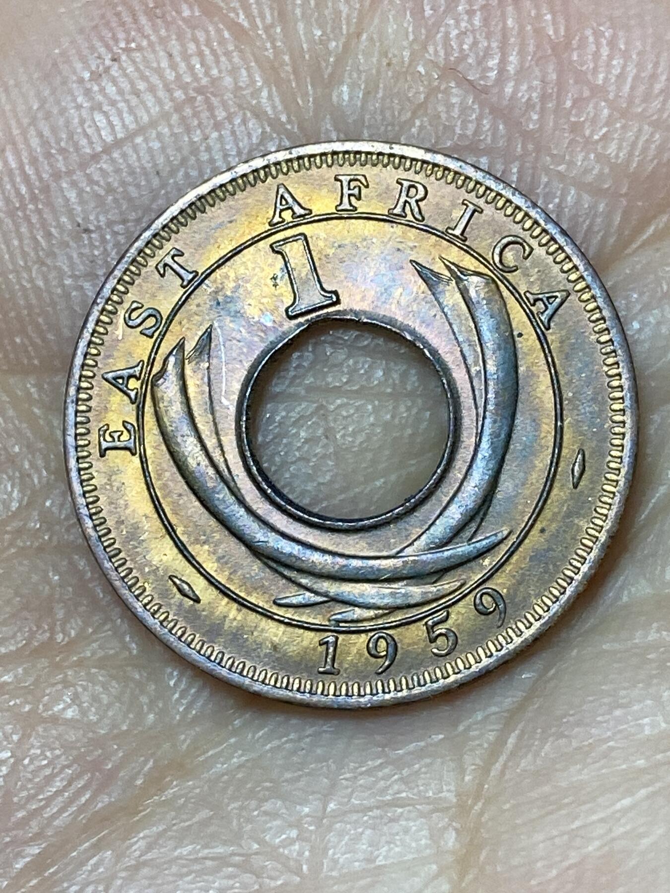 2026年第三十场(总第一百九十九场）英国一线回流散币特拍第二场(免佣金) 金光好品–英属东非1959年1分(伊丽莎白二世时期，KN标金斯诺顿厂造)