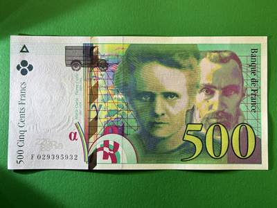 咖啡豆•收藏 2026年Feb_27th世界各国纸币拍卖 - 法国 1994年 500法郎 全新UNC 外国纸币