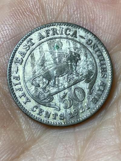 2026年第三十场(总第一百九十九场）英国一线回流散币新春特拍第二场(免佣金) - 英属东非1921年50分银币(乔治五世第二版，500银)