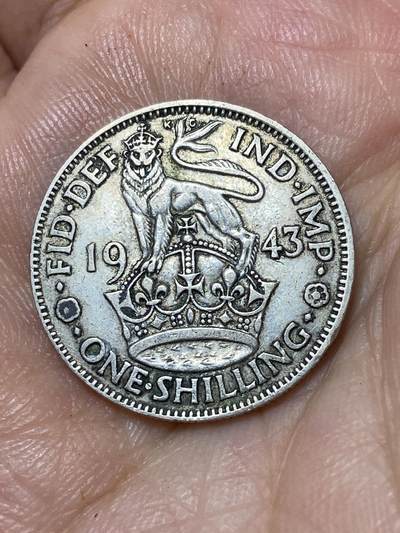 2026年第三十场(总第一百九十九场）英国一线回流散币新春特拍第二场(免佣金) - 英国🇬🇧1943年1先令银币(乔治六世第一版，英格兰站狮版，500银)