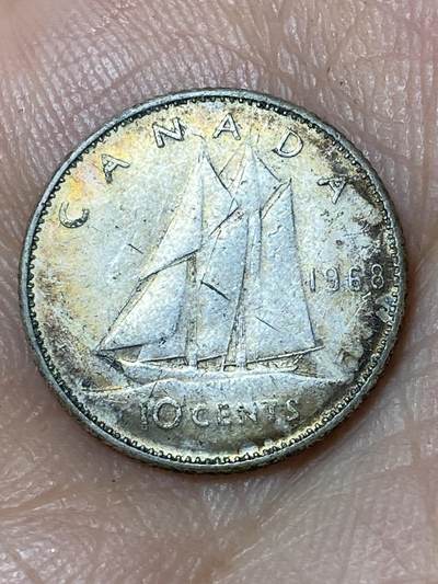 2026年第三十场(总第一百九十九场）英国一线回流散币特拍第二场(免佣金) - 加拿大🇨🇦1968年10分银币(伊丽莎白二世中年花冠第二版，首发年仅发行2年，500银)