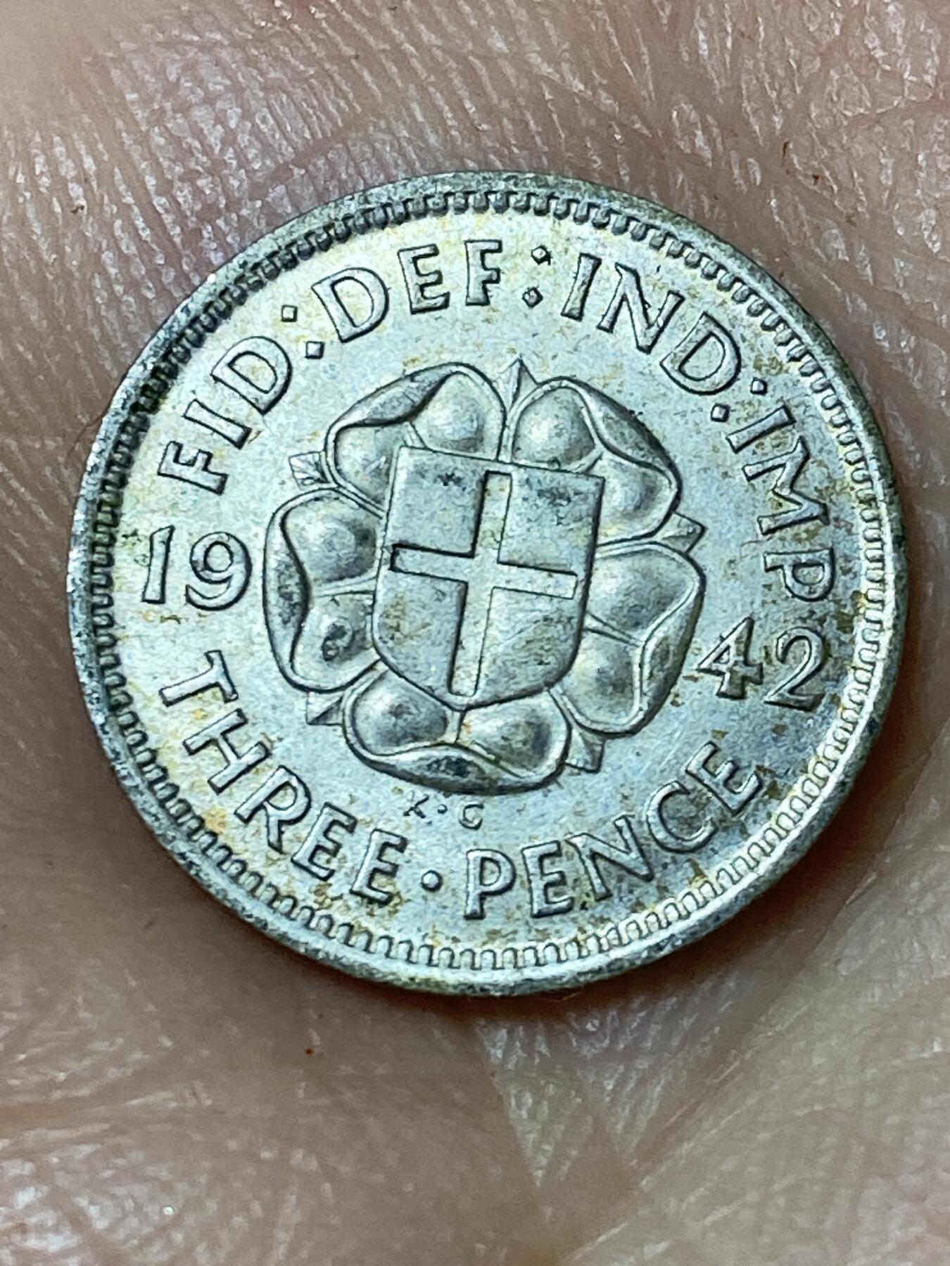 2026年第三十场(总第一百九十九场）英国一线回流散币特拍第二场(免佣金) 英国🇬🇧1942年3便士银币(乔治六世第一版，500银)