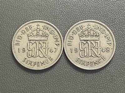 回流0218 新春快乐，马年大吉！ - 英国1947、1948年乔治六世6便士 幸运六便士