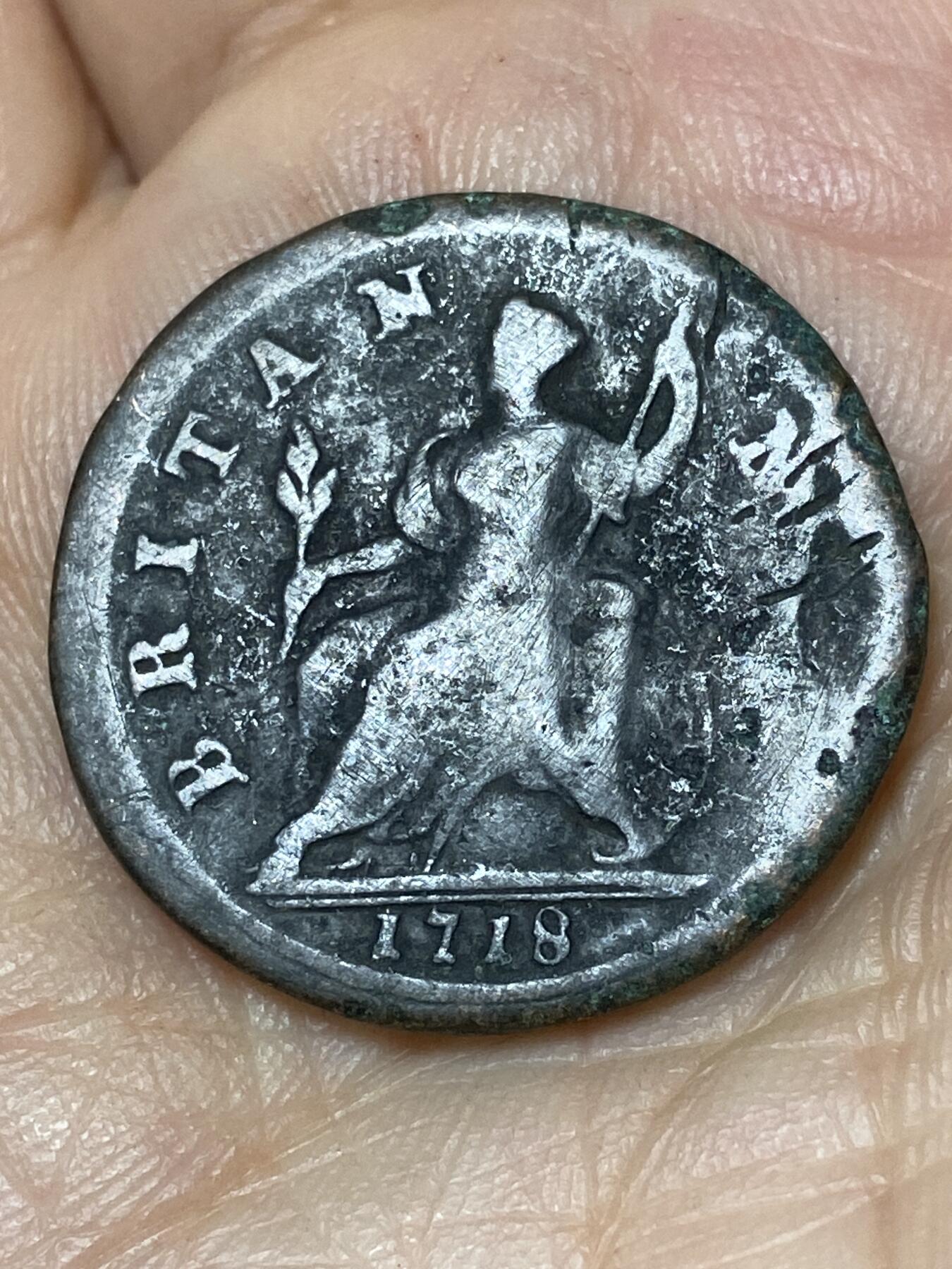 2026年第三十场(总第一百九十九场）英国一线回流散币特拍第二场(免佣金) 稀少古币–英国🇬🇧1718年1/2便士(乔治一世时期)