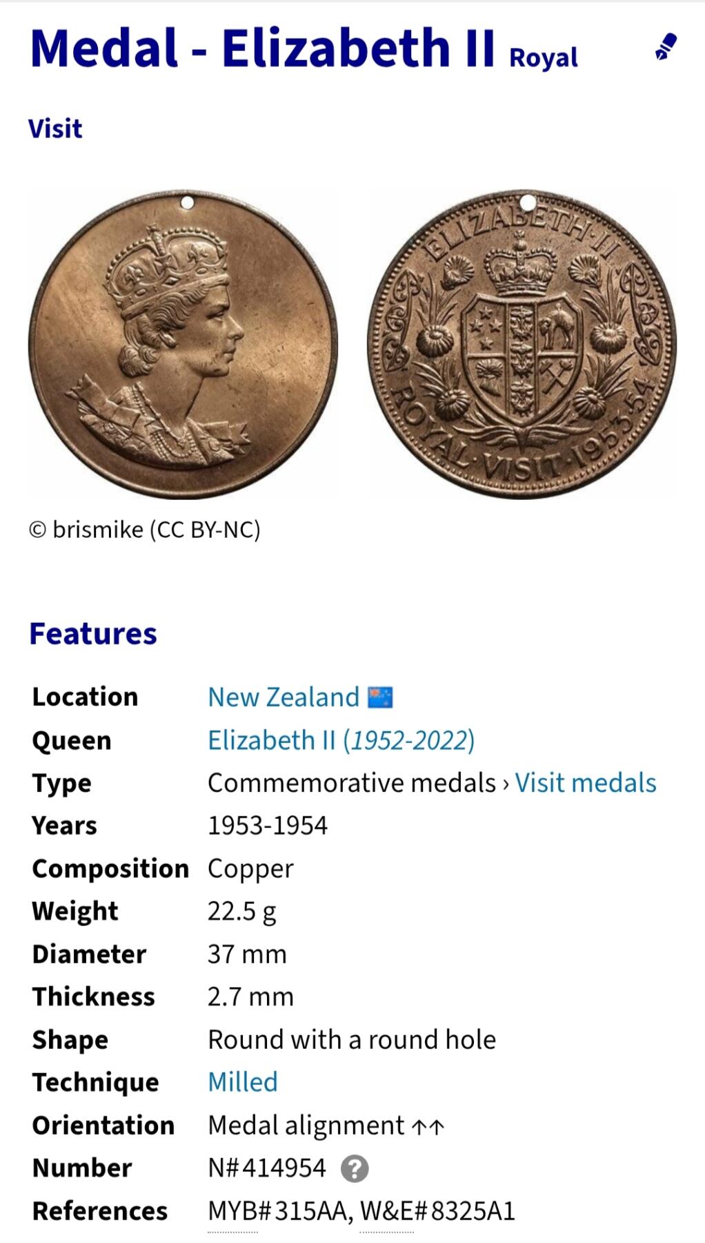 2026年第三十场(总第一百九十九场）英国一线回流散币特拍第二场(免佣金) 少见全品–新西兰🇳🇿1953年皇室访问纪念章(纪念1953–1954年伊丽莎白二世首次访问新西兰)