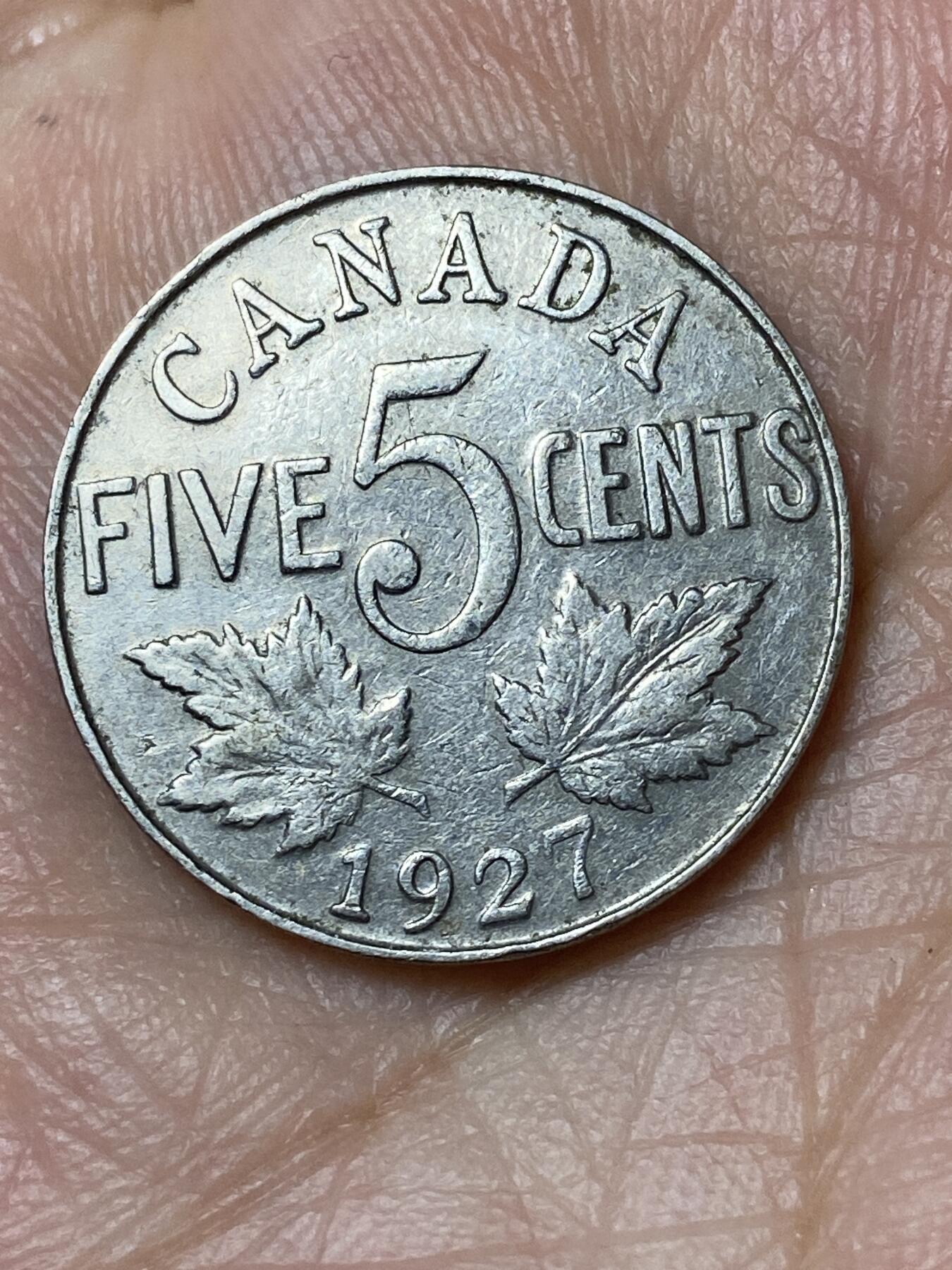 2026年第三十场(总第一百九十九场）英国一线回流散币特拍第二场(免佣金) 加拿大🇨🇦1927年5分(乔治五世第四版)