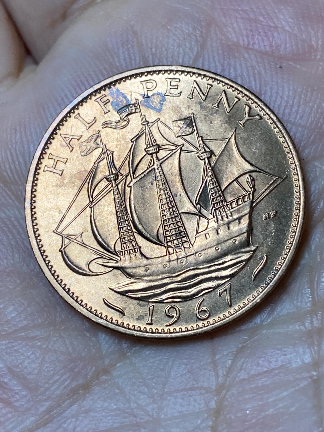 2026年第三十场(总第一百九十九场）英国一线回流散币特拍第二场(免佣金) 原光好品–英国🇬🇧1967年半便士(伊丽莎白二世青年桂冠第二版，普制币关门年)