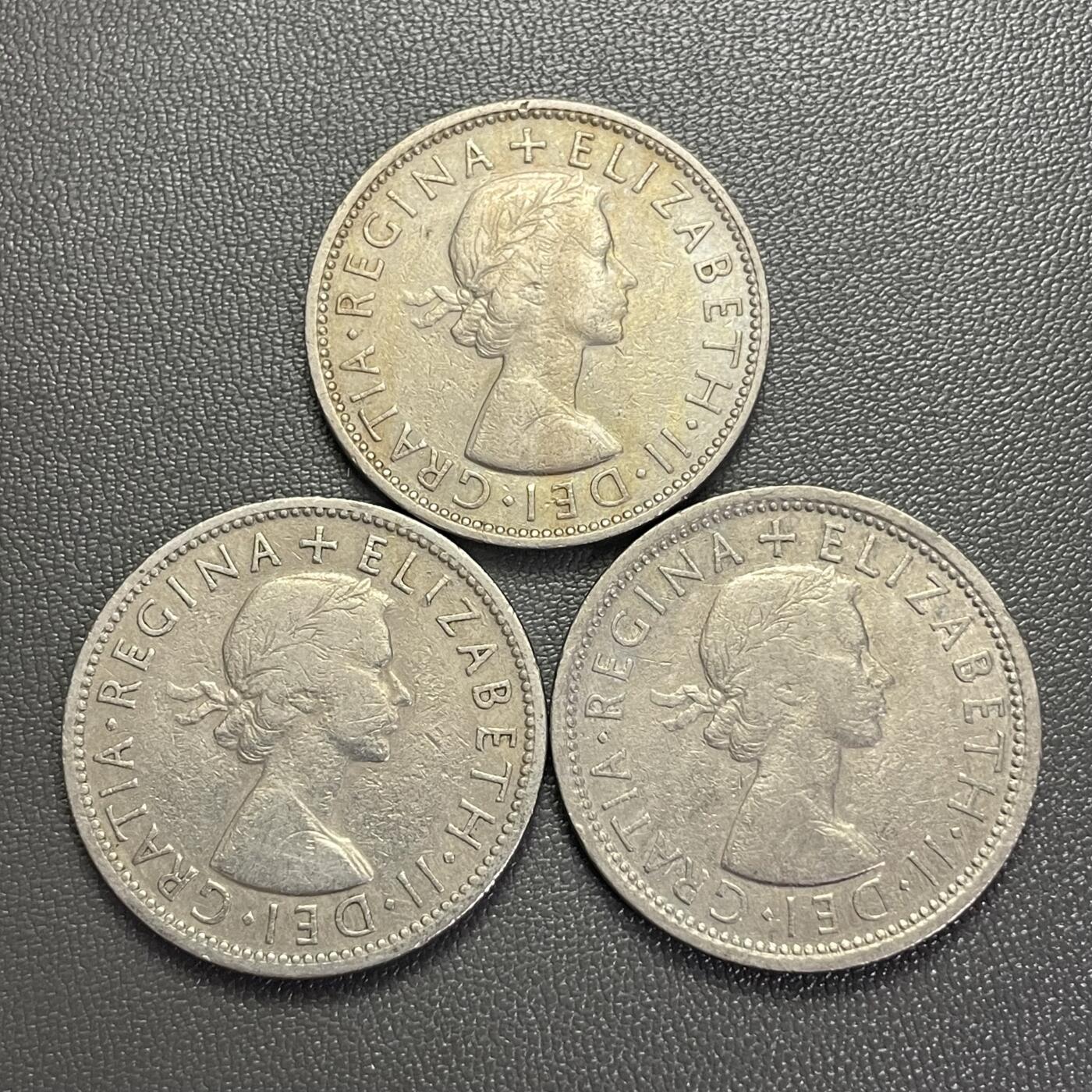 回流0218 新春快乐，马年大吉！ 英国伊丽莎白女王时期2先令不同年份3枚