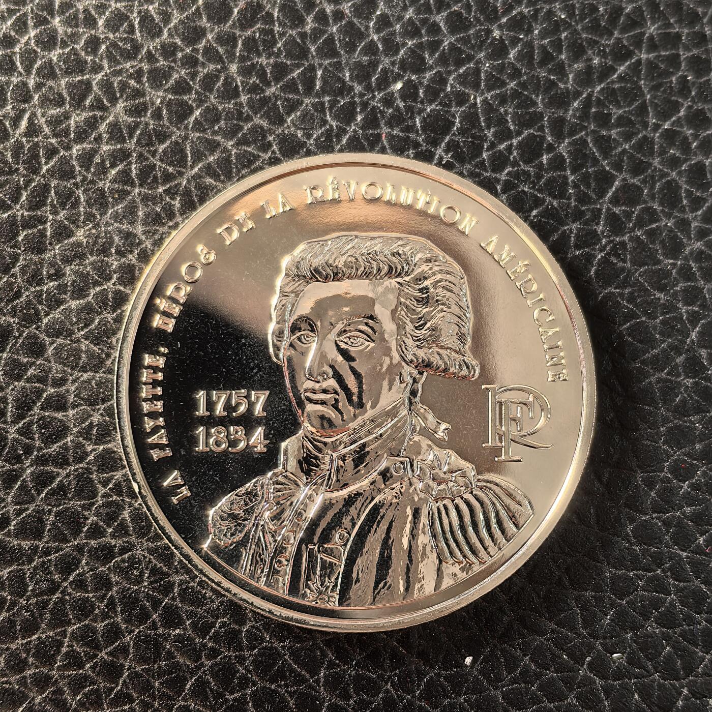 道一币馆币章第一百六十六场 原盒证 法国2007年拉法耶特将军逝世250周年1/4欧元银币 