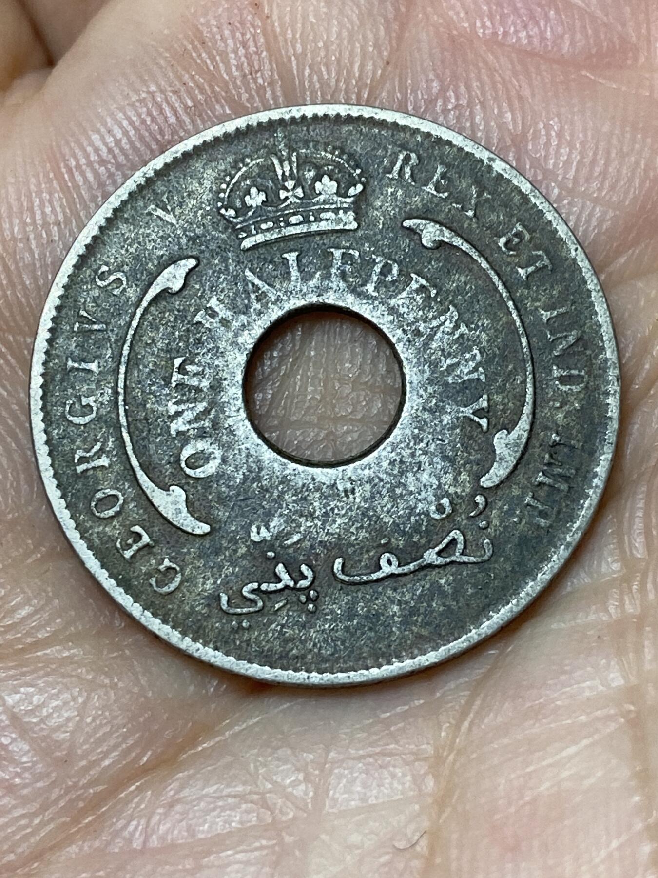 2026年第三十场(总第一百九十九场）英国一线回流散币特拍第二场(免佣金) 英属西非1919年1/2便士(乔治五世第二版)