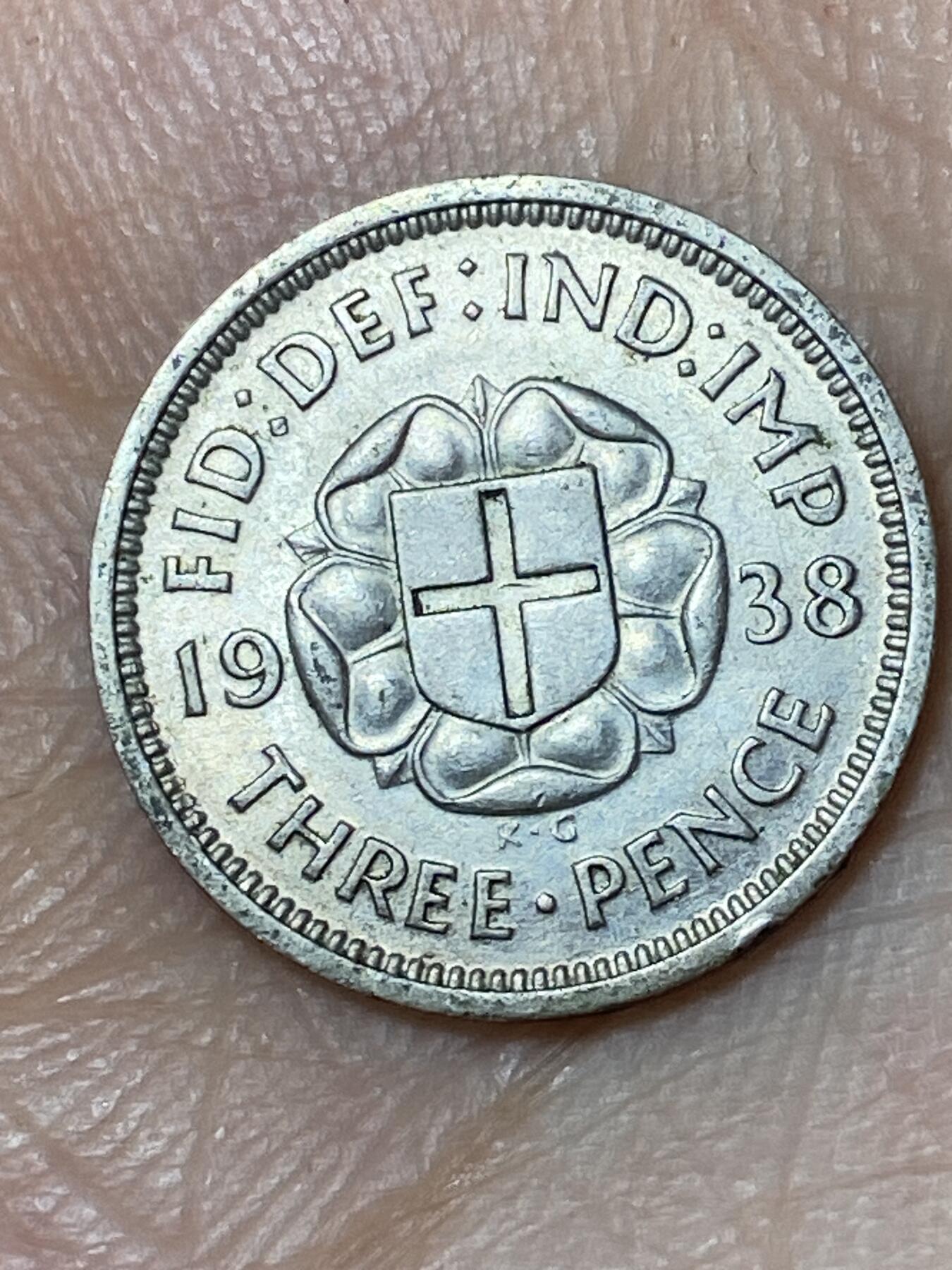 2026年第三十场(总第一百九十九场）英国一线回流散币特拍第二场(免佣金) 英国🇬🇧1938年3便士银币(乔治六世第一版，500银)