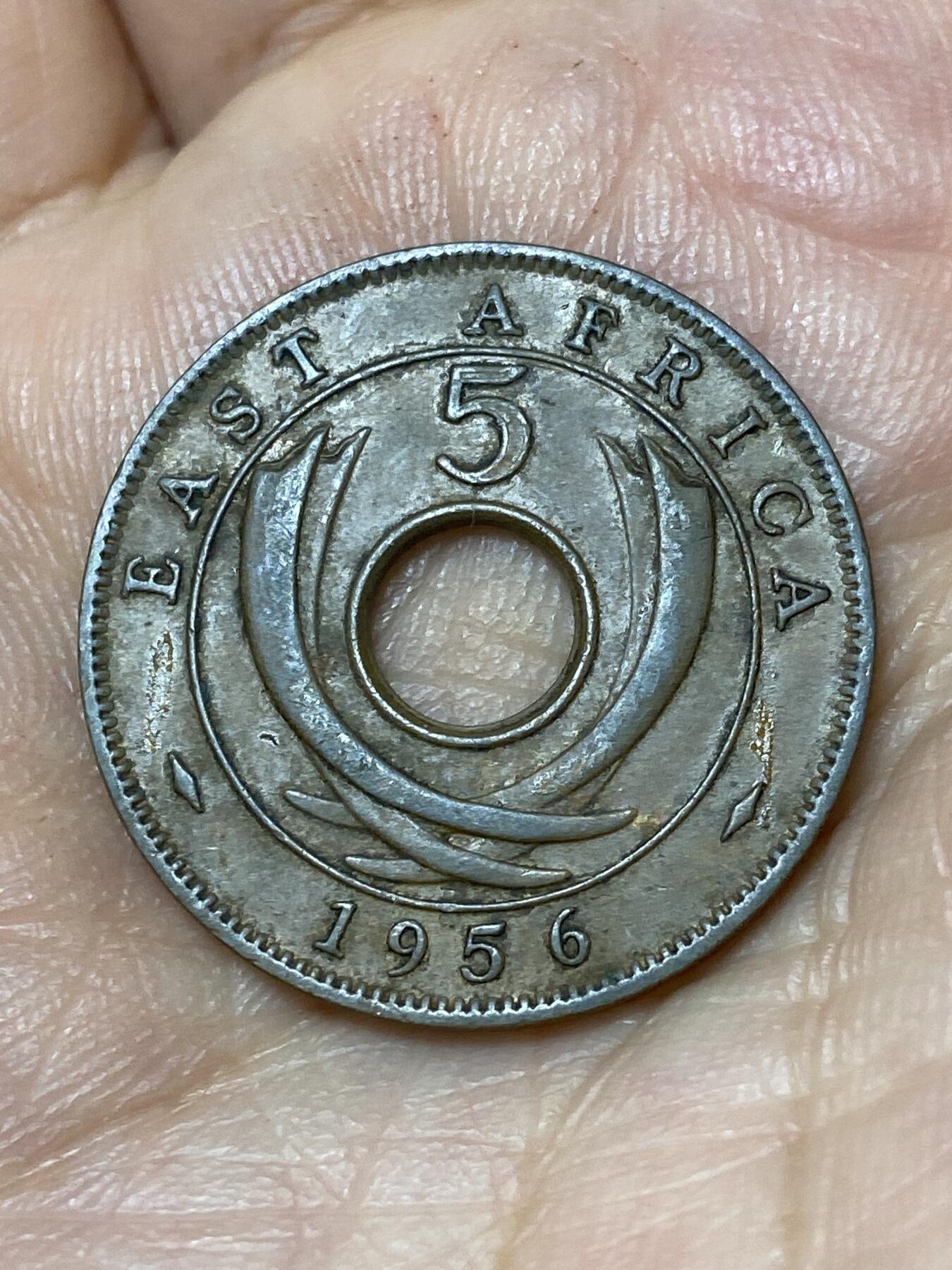 2026年第三十场(总第一百九十九场）英国一线回流散币特拍第二场(免佣金) 英属东非1956年5分(伊丽莎白二世时期，KN标金斯诺顿厂造)