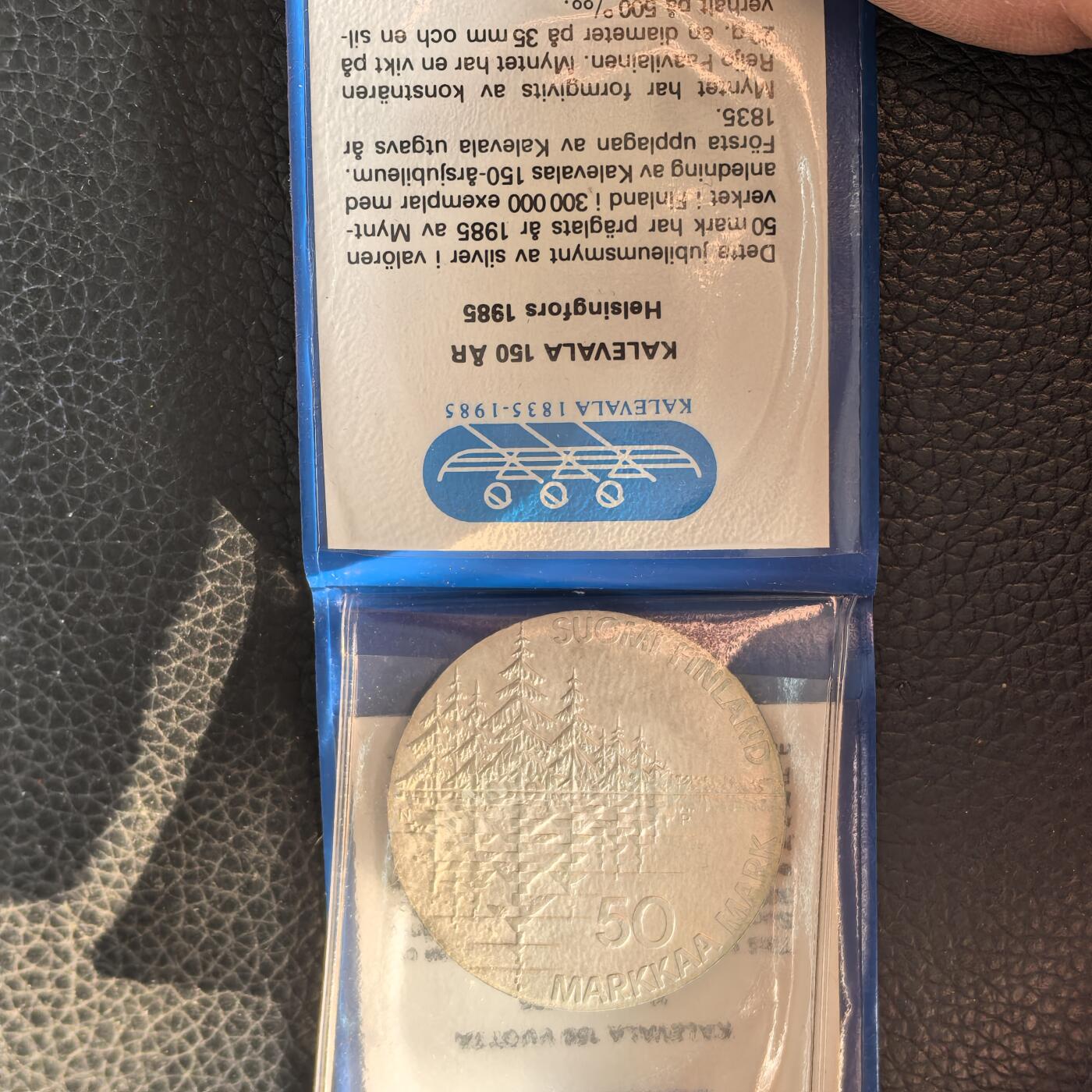 道一币馆币章第一百六十六场 原包装 芬兰1985年民族史诗《卡勒瓦拉》100周年50马克银币  20g 500s