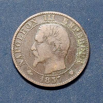 【全场包邮】纯粹捡漏拍504场 - 法国第二帝国1857年拿破仑三世5分铜币