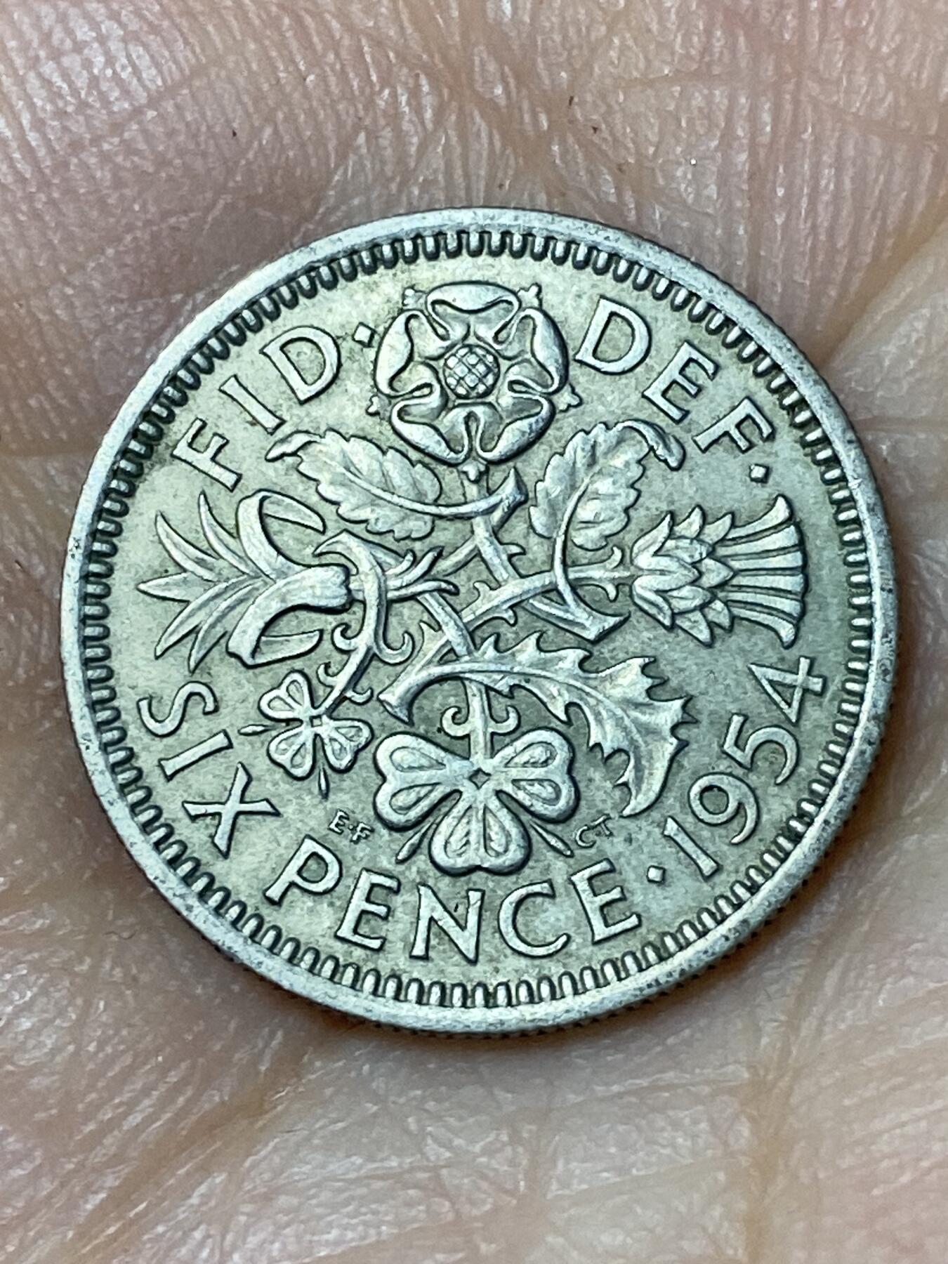 2026年第三十场(总第一百九十九场）英国一线回流散币特拍第二场(免佣金) 英国🇬🇧1954年6便士银币(伊丽莎白二世青年桂冠第二版，首发年)