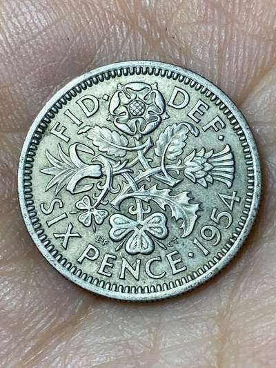 2026年第三十场(总第一百九十九场）英国一线回流散币新春特拍第二场(免佣金) - 英国🇬🇧1954年6便士银币(伊丽莎白二世青年桂冠第二版，首发年)