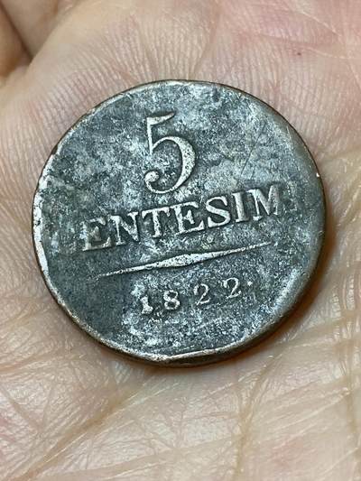 2026年第三十场(总第一百九十九场）英国一线回流散币新春特拍第二场(免佣金) - 少见–意大利邦国，伦巴第-威尼托王国1822年5分(奥地利统治时期，M标米兰造，轻微不平)