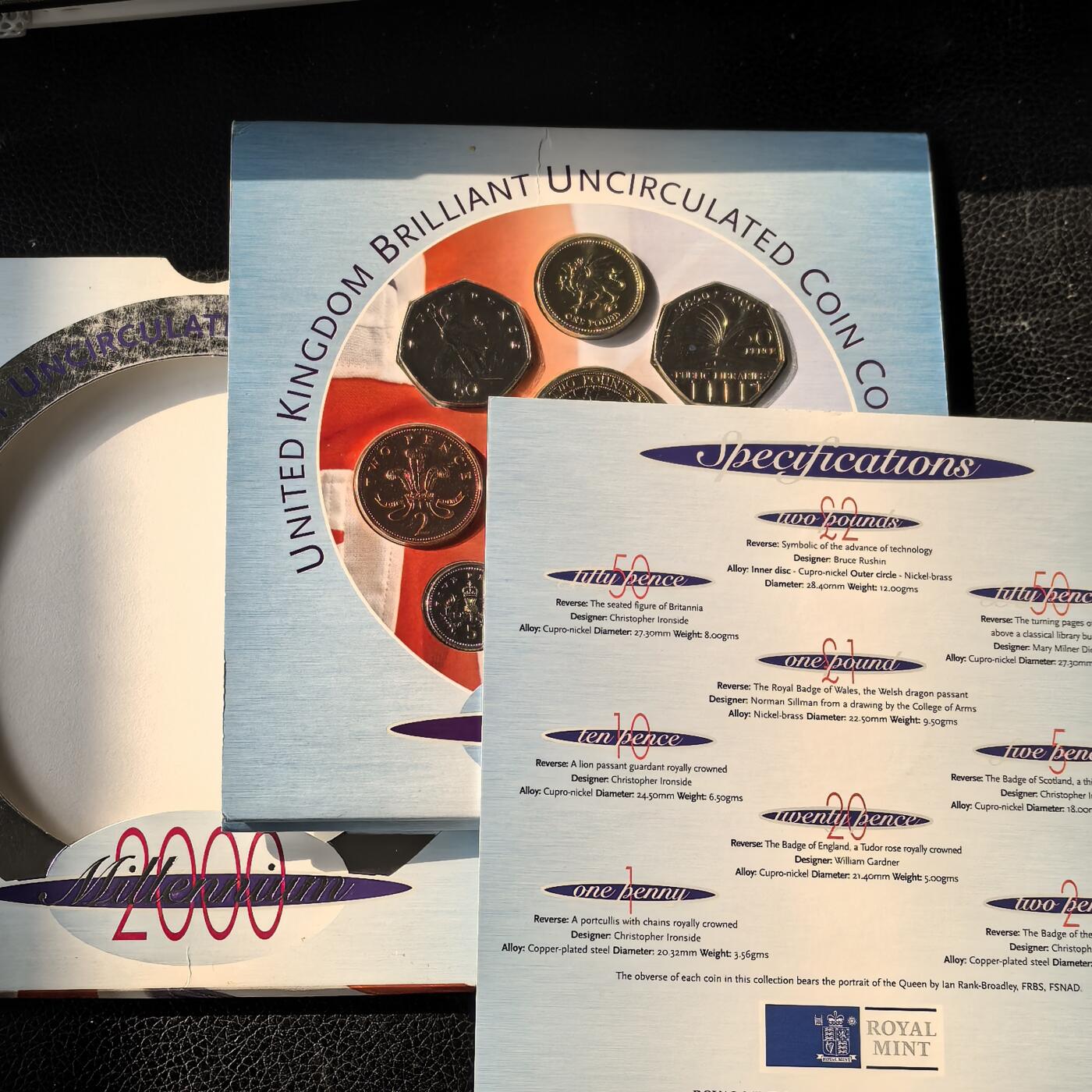 道一币馆币章第一百六十六场 原包装 英国2000年套币九枚套 含50便士和2镑纪念币