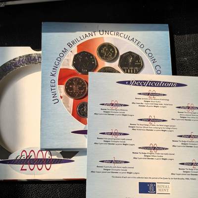 道一币馆币章第一百六十六场 - 原包装 英国2000年套币九枚套 含50便士和2镑纪念币