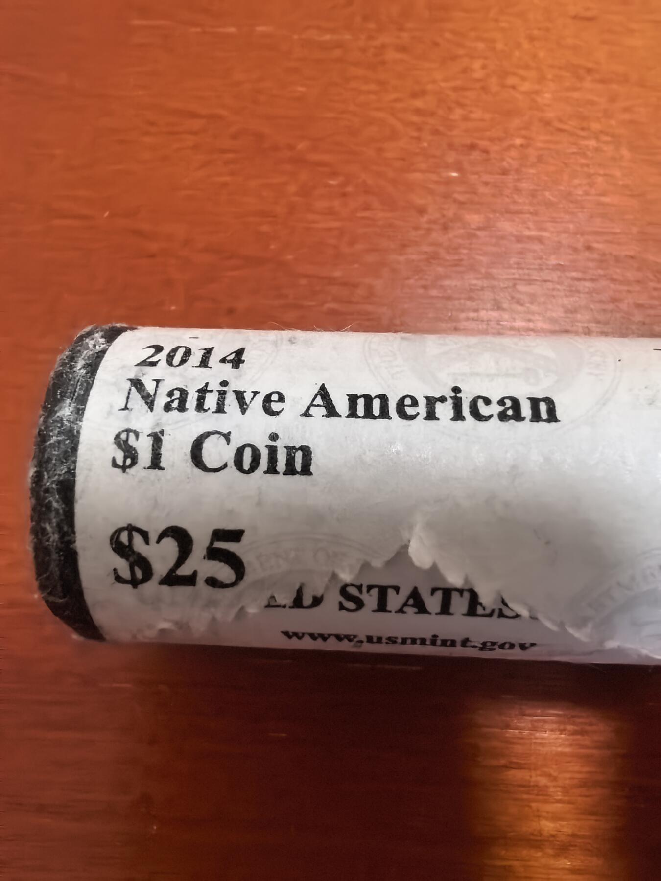 长老汇马年精选第二场拍卖 2014美国原住民1美元硬币1卷原封，共25枚