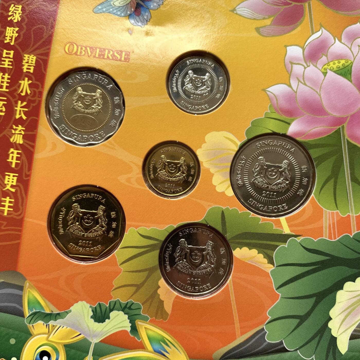 咖啡豆•收藏 2026年Feb_28th世界各国硬币套币拍卖 新加坡 2011年 生肖兔年 第二系列 UNC红包套币 外国硬币 含红色包装套未展示