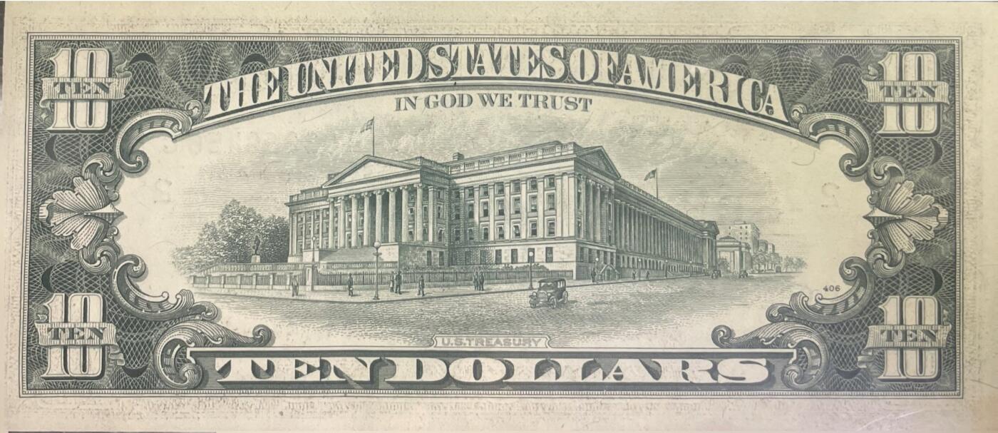 回流0301 未使用  1977年版10美元（¥69元）联邦储备券 纽约联邦储备银行（字母“B”，数字标识“2”）