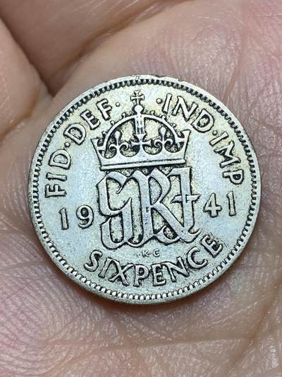 2026年第三十一场(总第二百场)英国一线回流散币新春特拍第三场(免佣金) - 英国🇬🇧1941年6便士银币(乔治六世第一版，500银)