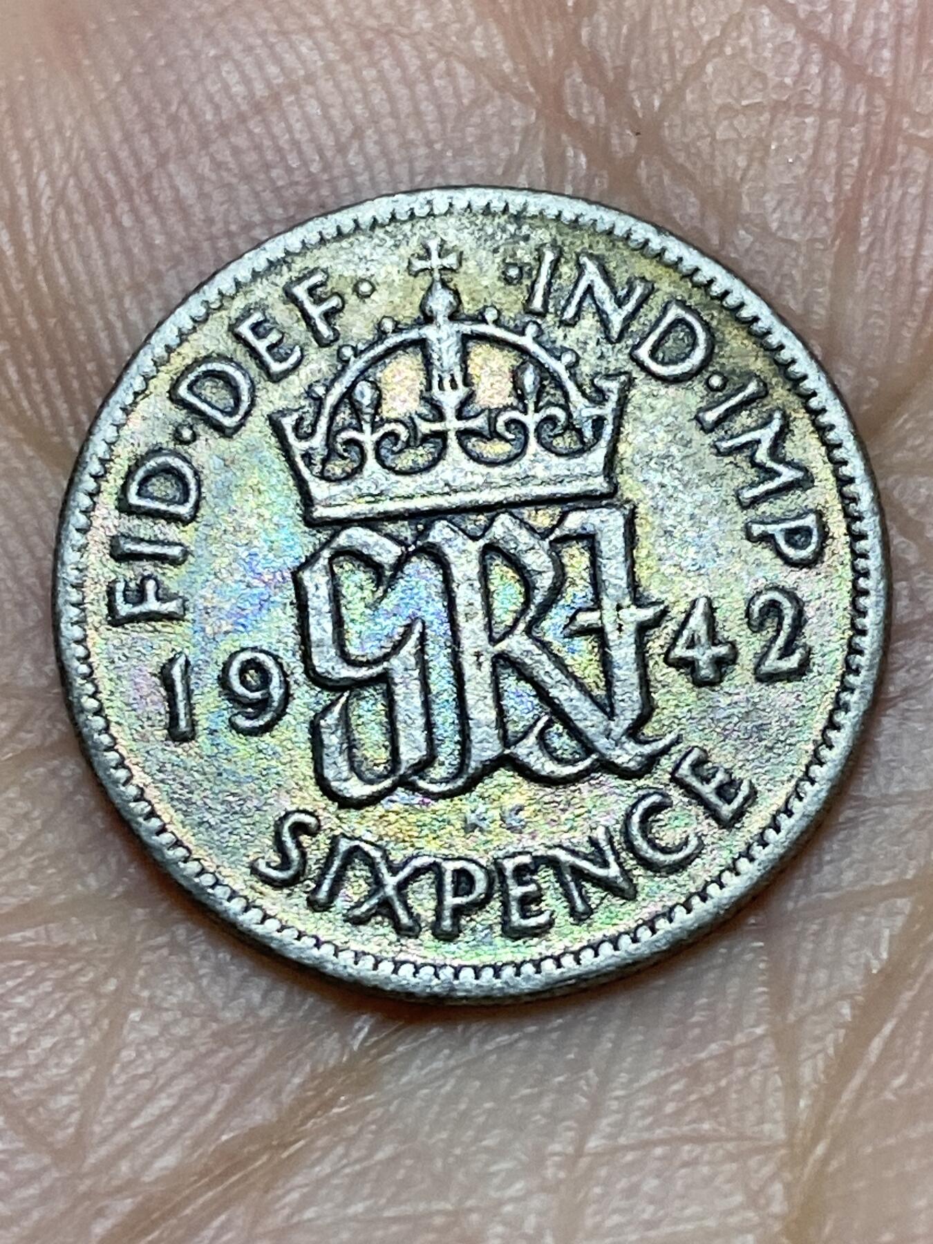 2026年第三十一场(总第二百场)英国一线回流散币新春特拍第三场(免佣金) 英国🇬🇧1942年6便士银币(乔治六世第一版，500银)