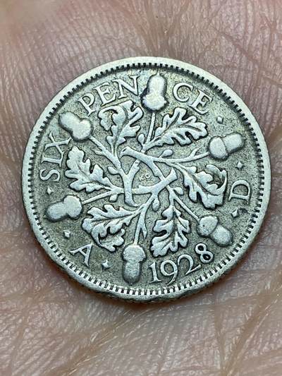 2026年第三十一场(总第二百场)英国一线回流散币新春特拍第三场(免佣金) - 英国🇬🇧1928年6便士银币(乔治五世第五版，500银)