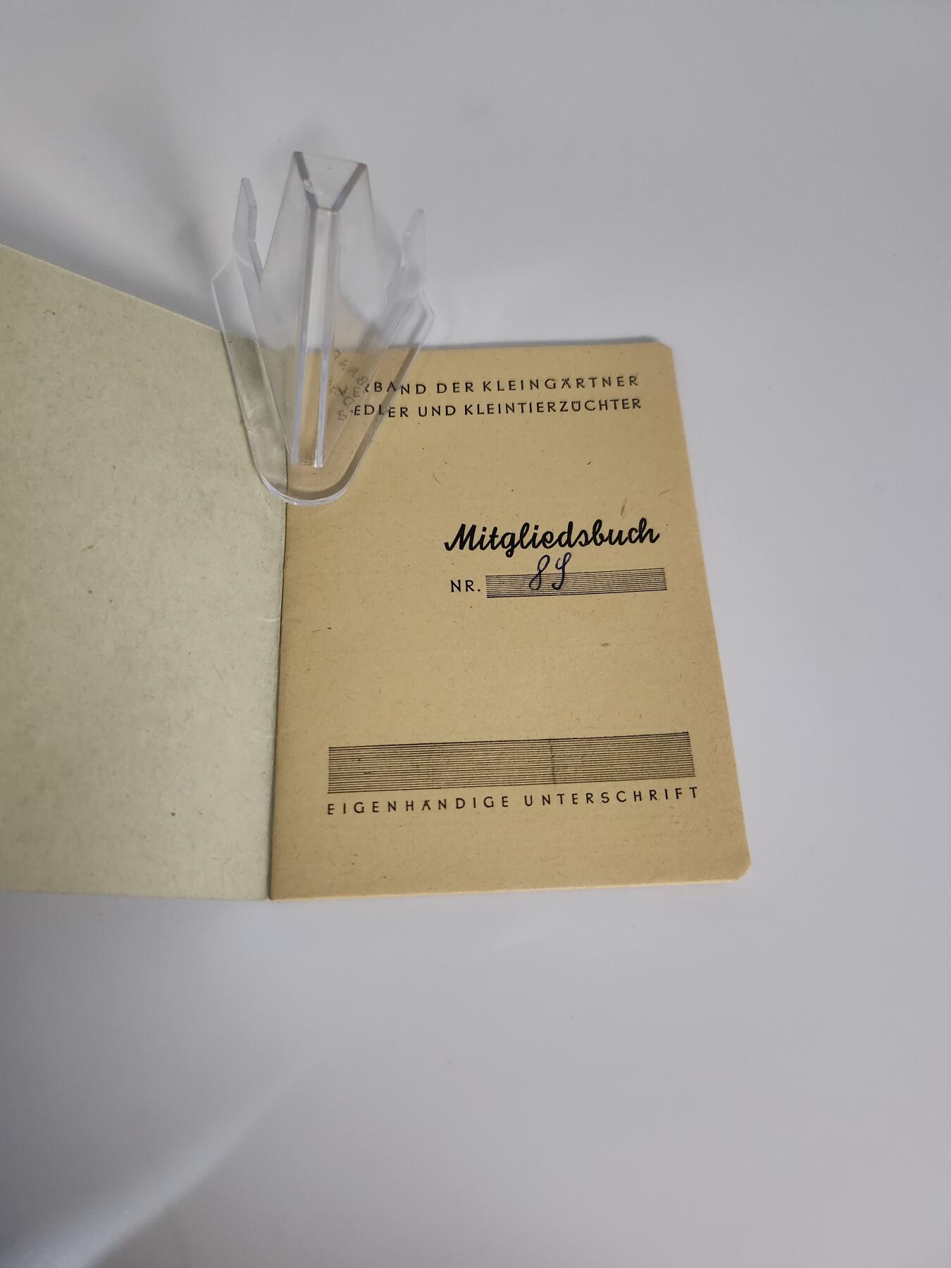 南水社第二次拍卖 民主德国小菜园、定居者和小型牲畜饲养者协会证书 女性，得主格特鲁德·伯恩鲍姆女士