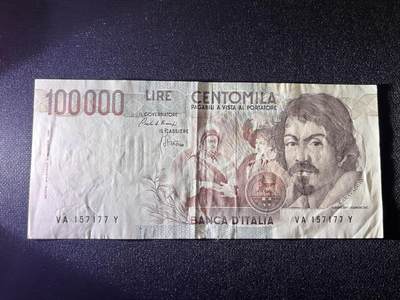 世界各国纸币拍卖 - 意大利1983年 100000里拉 实物图