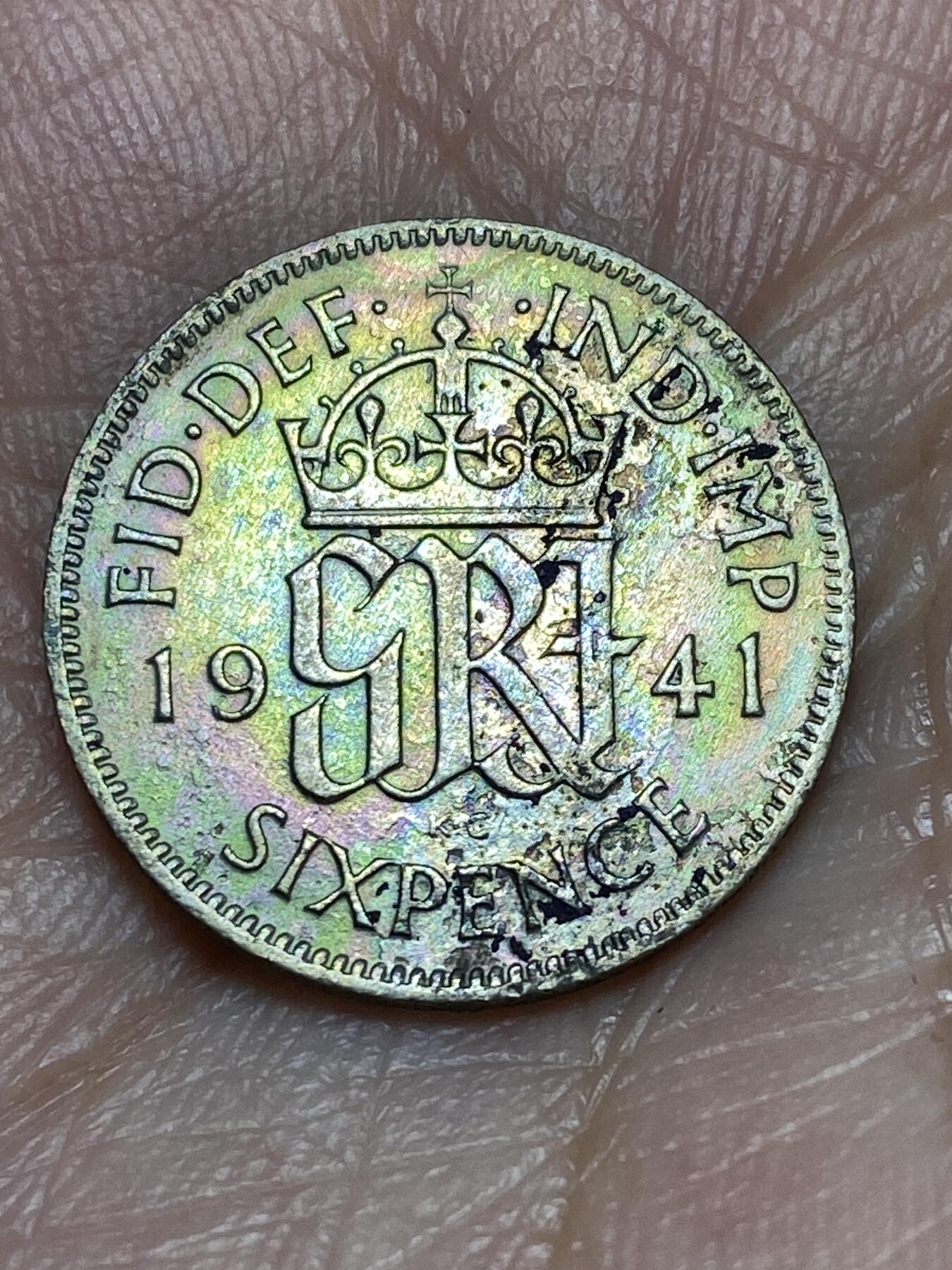 2026年第三十一场(总第二百场)英国一线回流散币新春特拍第三场(免佣金) 英国🇬🇧1941年6便士银币(乔治六世第一版，500银)