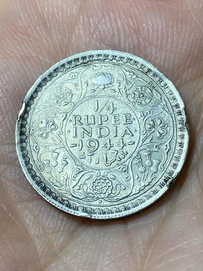 2026年第三十一场(总第二百场)英国一线回流散币新春特拍第三场(免佣金) - 英属印度1944年1/4卢比银币(乔治六世第五版，500银)