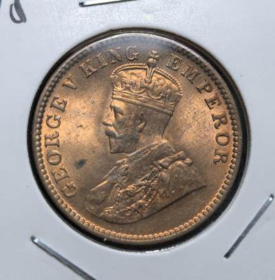 外国优质老铜币银币，周日九点倒数截拍，满百包邮，持续收拍，初八发货 - 原光英属印度1928年1/4 安娜铜币，属于乔治五世统治时期的殖民货币。正面为英王乔治五世头像，铭文 “GEORGE V KING EMPEROR” 彰显英国殖民权威；背面以花卉纹饰环绕面值，见证了英属印度殖民体系的延续与印度民族独立运动的酝酿阶段。