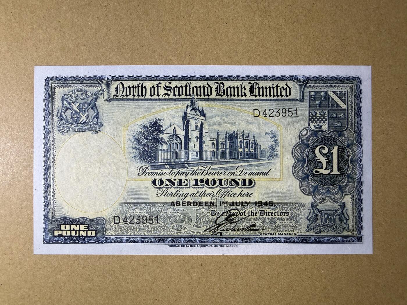 《艾美收藏》第232期-2.22周日外币靓号精品场(春节首拍) 苏格兰1镑 UNC 苏格兰北方银行 1945年早期版本
