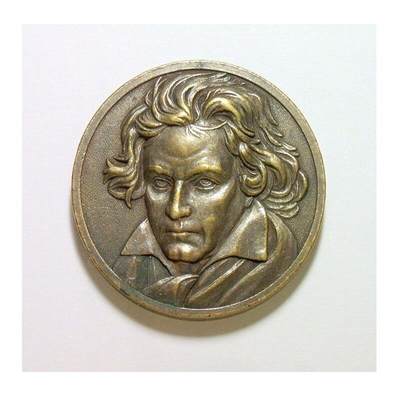 德国1827年 大音乐家贝多芬高浮雕精制大铜章 40MM - 德国1827年 大音乐家贝多芬高浮雕精制大铜章 40MM