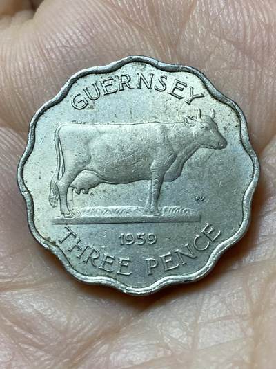 2026年第三十一场(总第二百场)英国一线回流散币新春特拍第三场(免佣金) - 英属根西岛🇬🇬1959年3便士(伊丽莎白二世时期第二版，首发年，厚版)