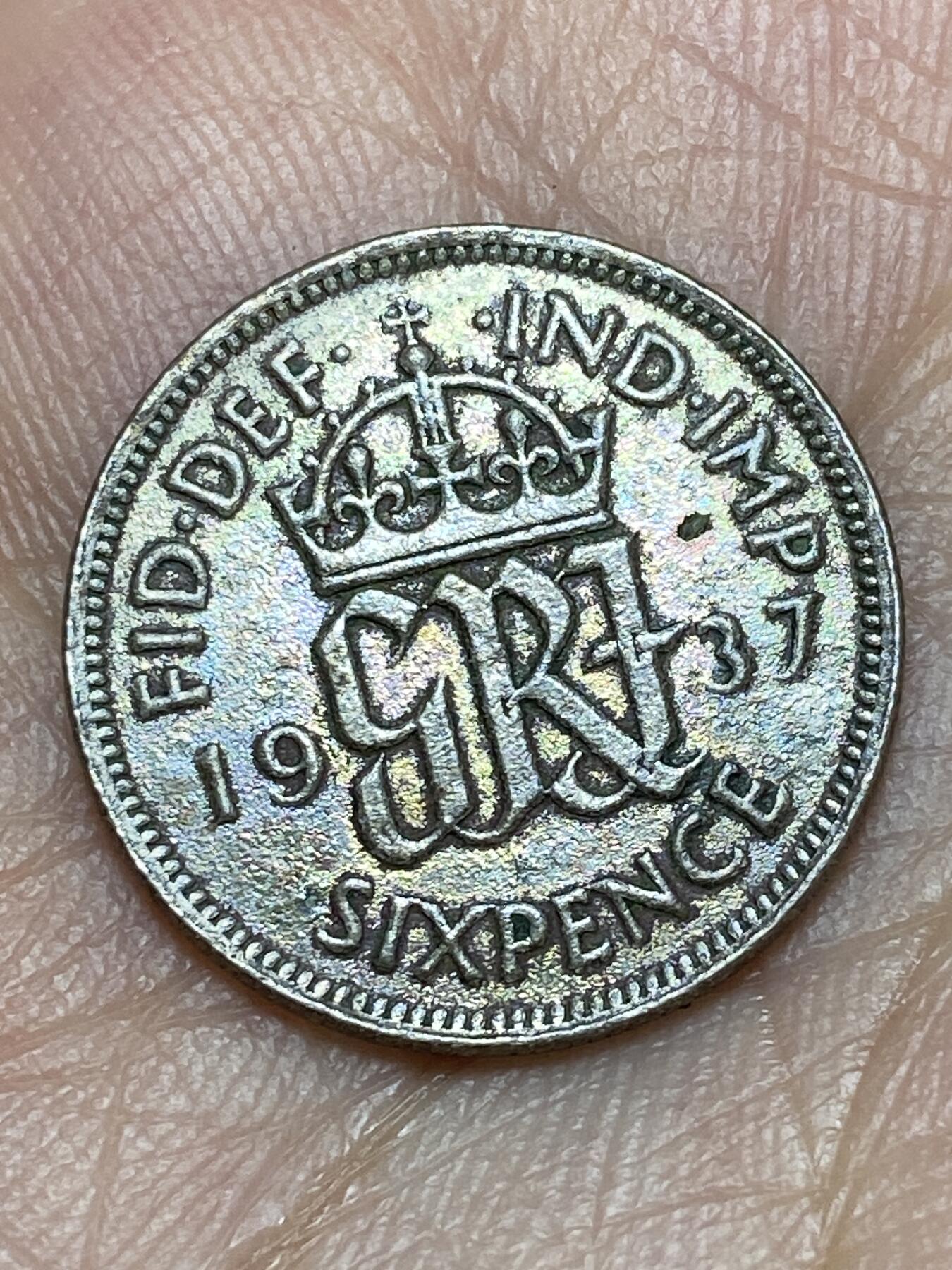 2026年第三十一场(总第二百场)英国一线回流散币新春特拍第三场(免佣金) 英国🇬🇧1937年6便士银币(乔治六世加冕年，第一版首发年，500银)