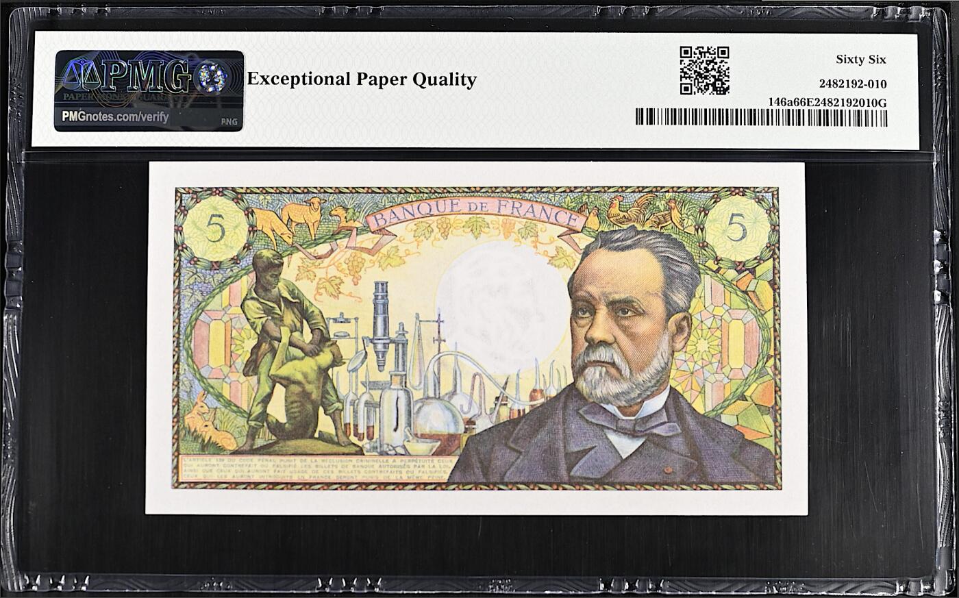 《艾美收藏》第232期-2.22周日外币靓号精品场(春节首拍) 法国5法郎 PMG66E 1966年 法国近代微生物学的奠基人路易斯·巴斯德