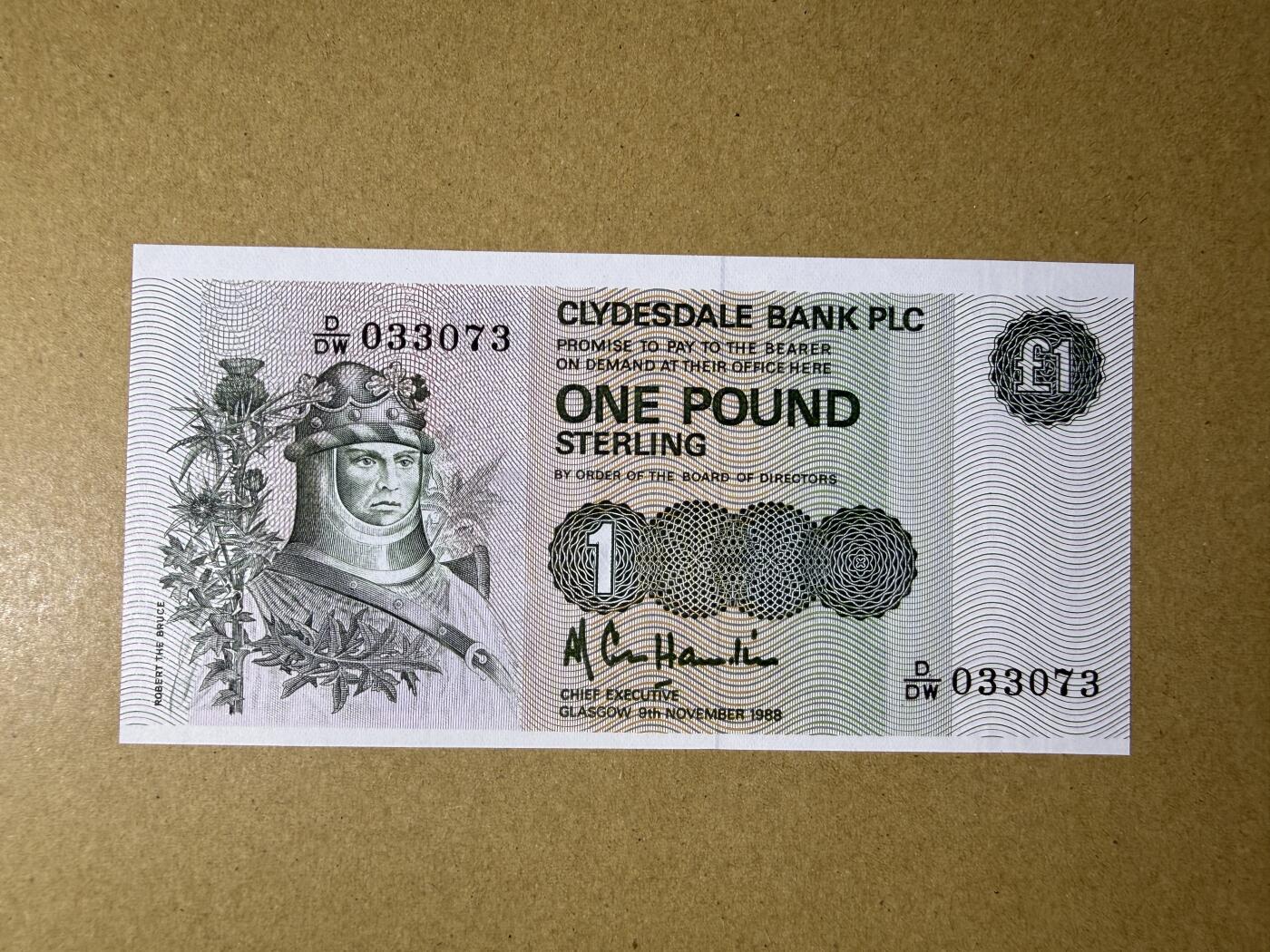 《艾美收藏》第232期-2.22周日外币靓号精品场(春节首拍) 苏格兰1镑 UNC 1988年 克莱斯戴尔银行 无4