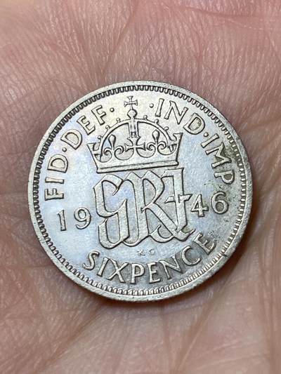 2026年第三十一场(总第二百场)英国一线回流散币新春特拍第三场(免佣金) - 英国🇬🇧1946年6便士银币(乔治六世第一版关门年，500银)