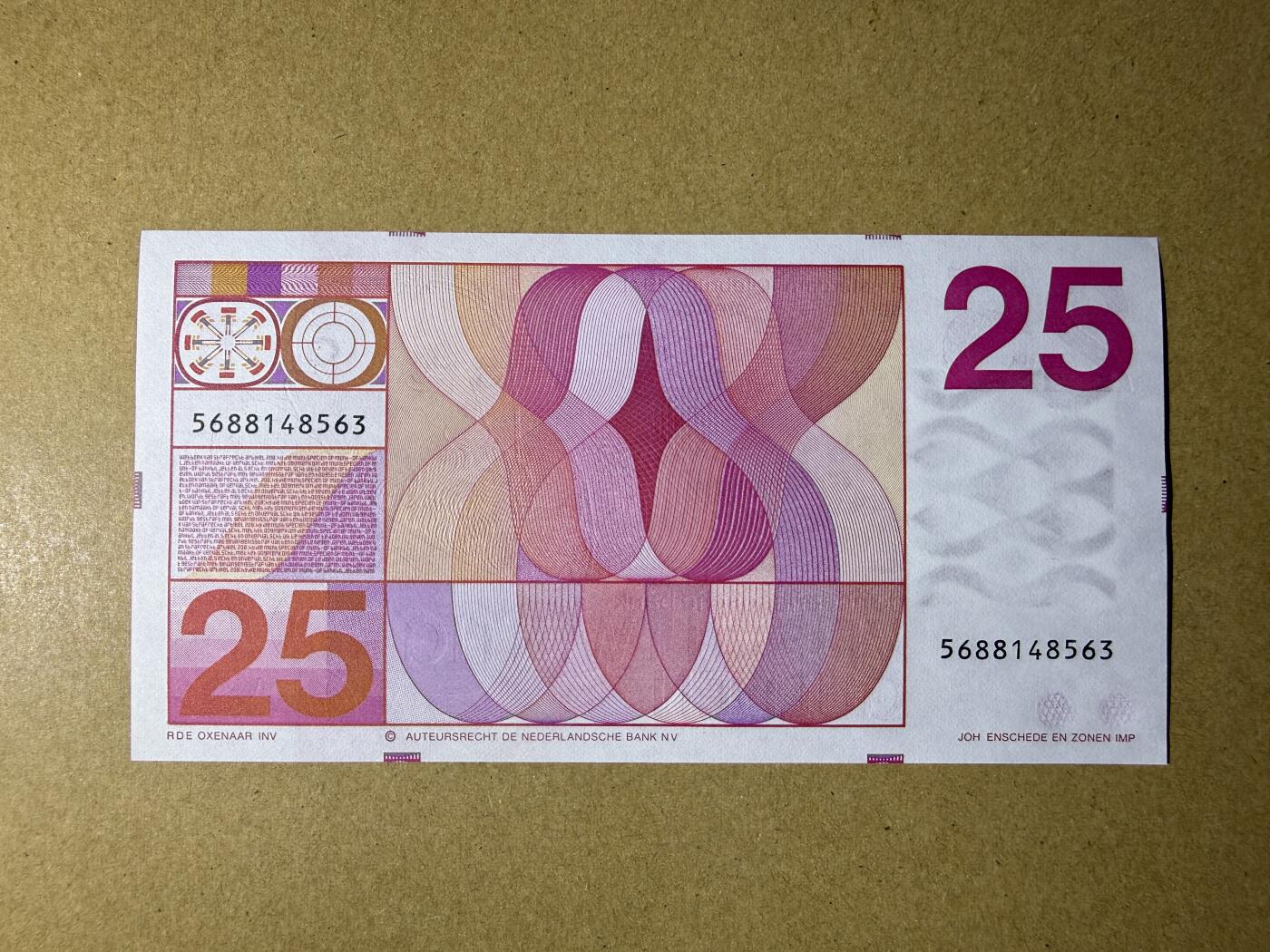 《艾美收藏》第232期-2.22周日外币靓号精品场(春节首拍) 荷兰25盾 UNC 1971年 人像版