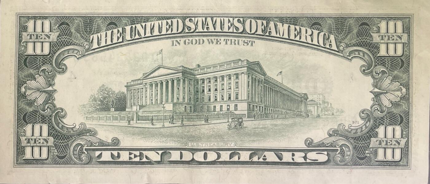 回流0301  1995年版10美元联邦储备券三连号（¥207元）克利夫兰联邦储备银行（字母“D”，数字标识“4”）