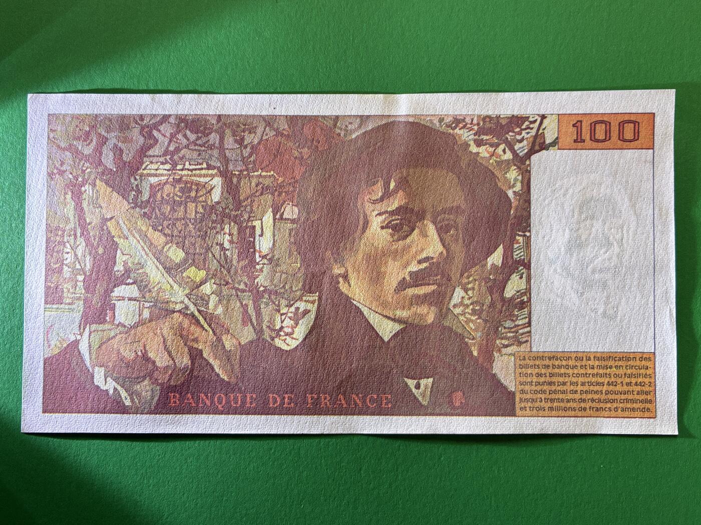 咖啡豆•收藏 2026年Feb_27th世界各国纸币拍卖 法国 1994年 100法郎 全新UNC 外国纸币