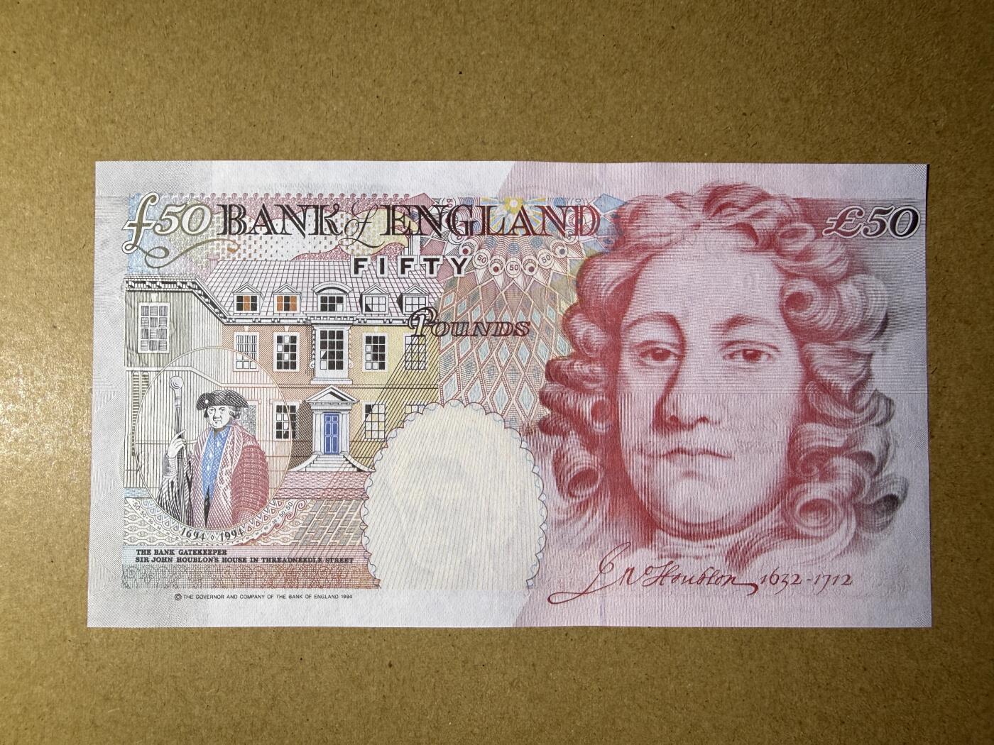 《艾美收藏》第232期-2.22周日外币靓号精品场(春节首拍) 英格兰50镑 UNC E序列 1994年 无4