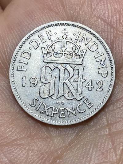 2026年第三十一场(总第二百场)英国一线回流散币新春特拍第三场(免佣金) - 英国🇬🇧1942年6便士银币(乔治六世第一版，500银)